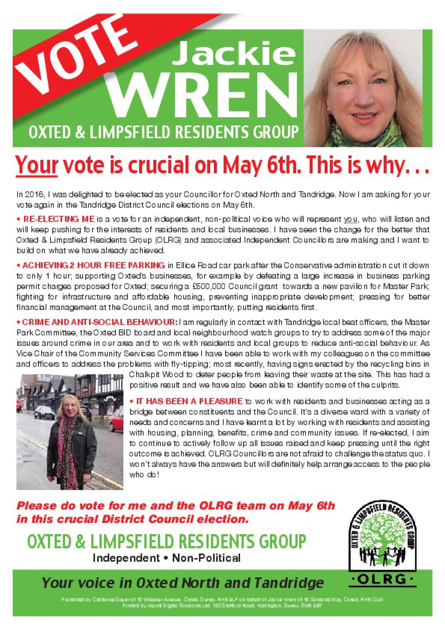 Jackie Wren to stand for re-election in Oxted North and Tandridge ...